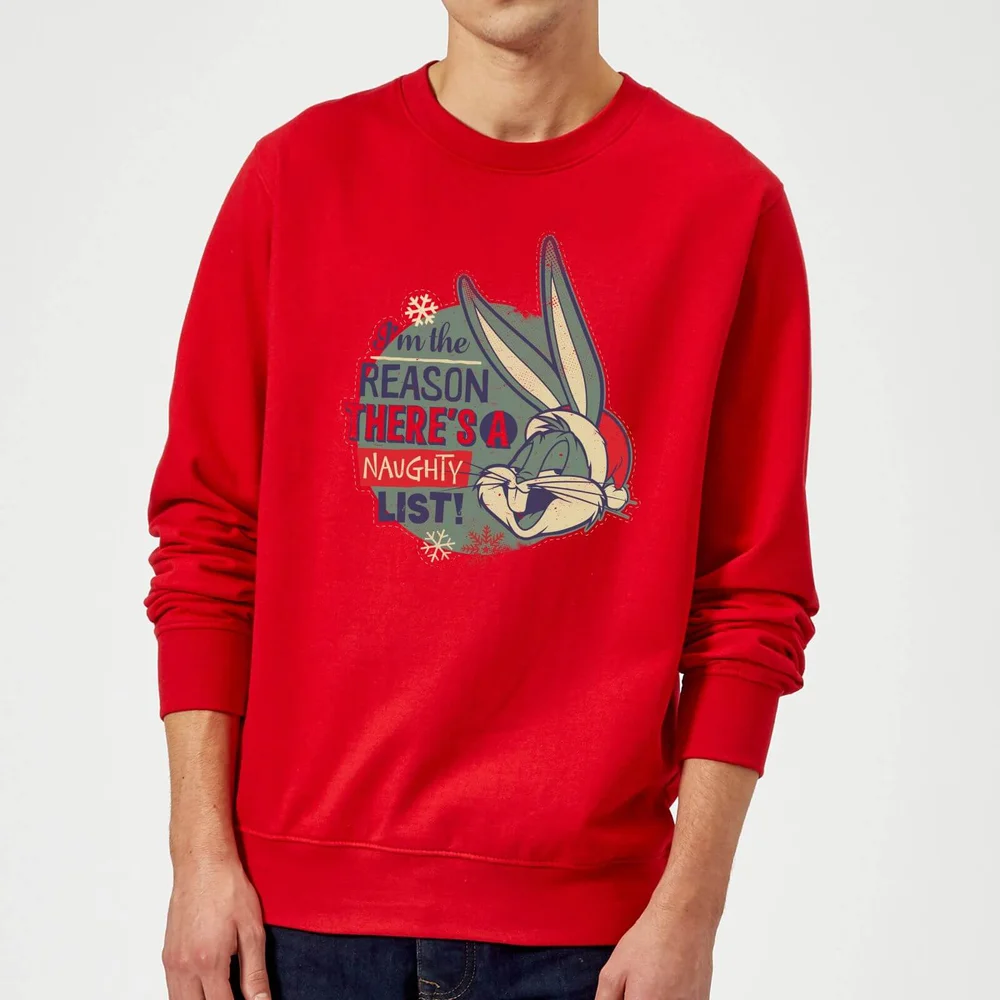 Looney Tunes I'm The Reason There Is A Naughty List Weihnachtspullover – Rot - S Bild 1