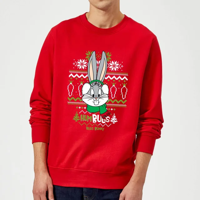 Looney Tunes Bugs Bunny Weihnachtspullover – Rot