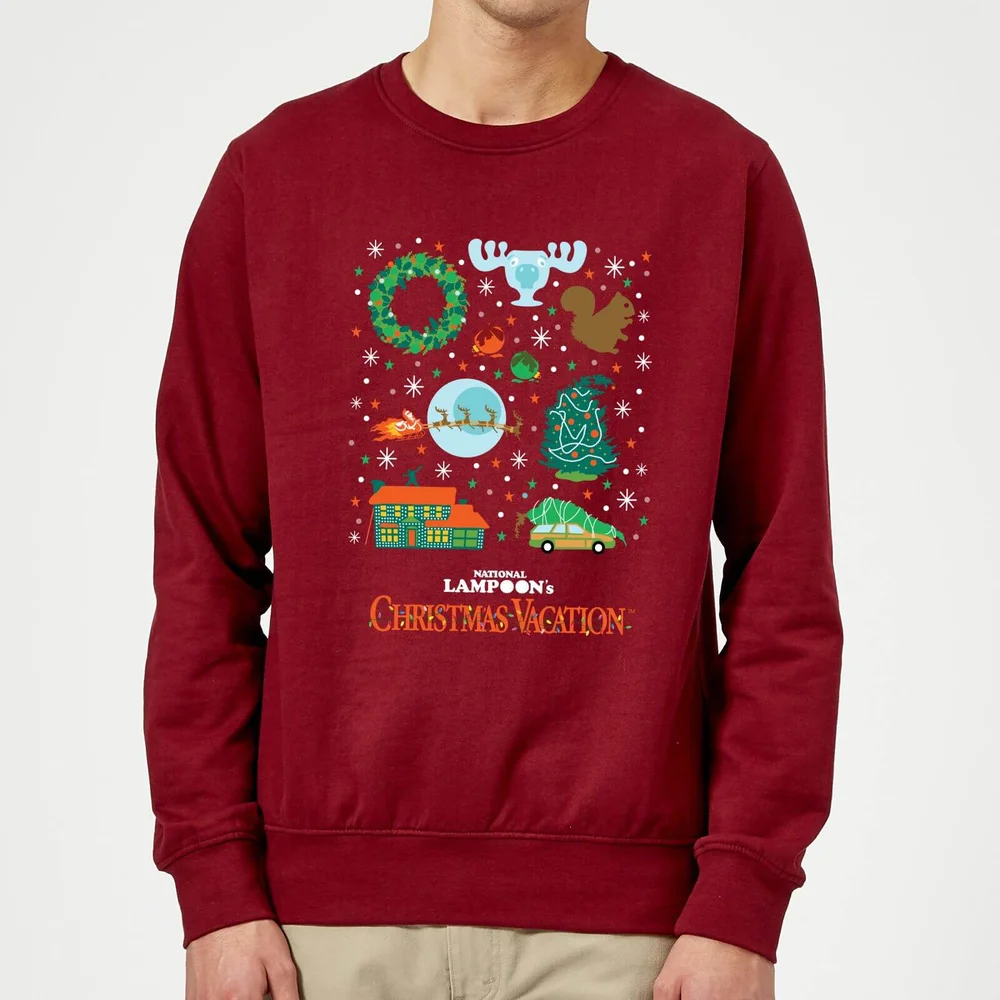 National Lampoon Griswold Christmas Starter Pack Weihnachtspullover – Burgund - S Bild 1