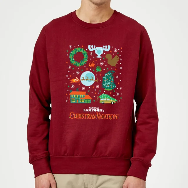 National Lampoon Griswold Christmas Starter Pack Weihnachtspullover – Burgund