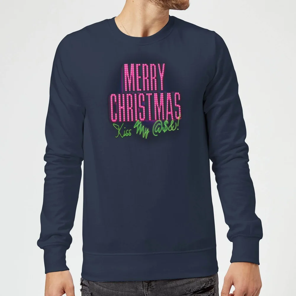 National Lampoon Merry Christmas (Kiss My @$$) Weihnachtspullover – Navy - S Bild 1