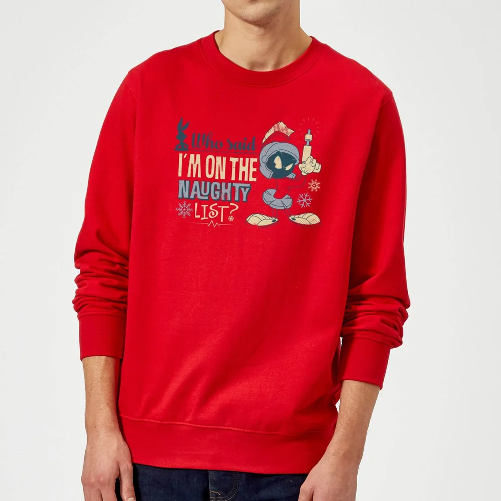 Looney Tunes Martian Who Said Im On The Naughty List Weihnachtspullover – Rot - M Bild 1