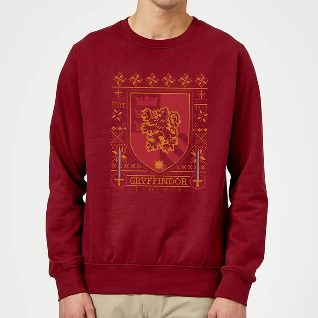 Harry Potter Gryffindor Crest Weihnachtspullover – Burgund