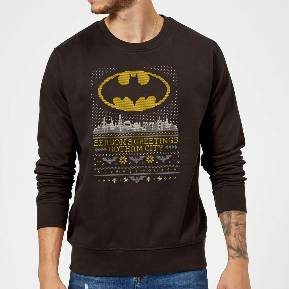 DC Comics Batman Seasons Greetings From Gotham Weihnachtspullover – Schwarz - S Bild 1