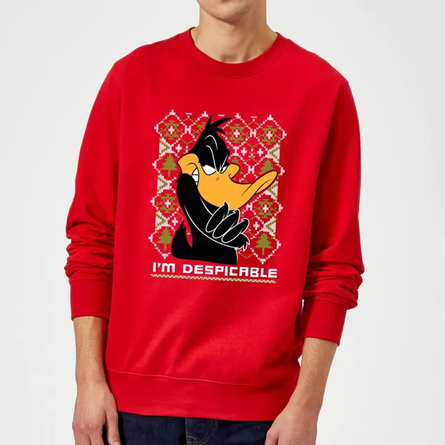 Looney Tunes Daffy Duck Knit Weihnachtspullover – Rot