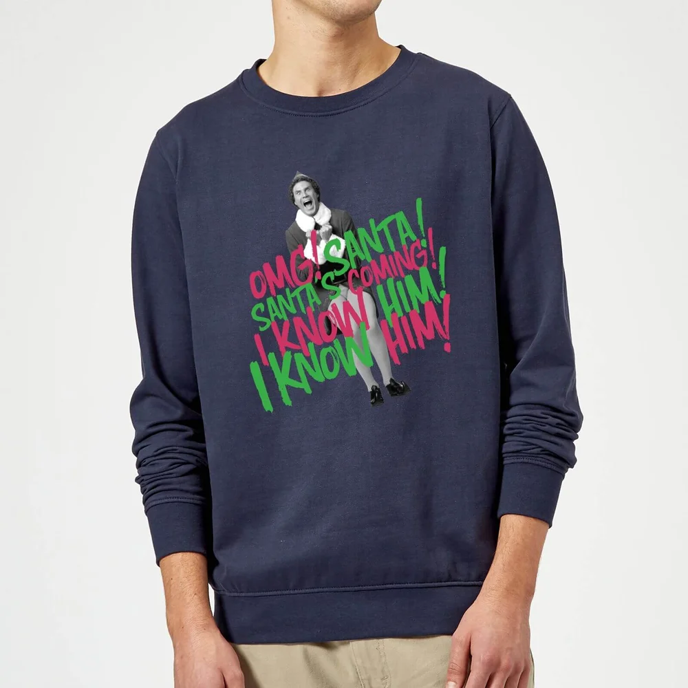 Elf Santa! I Know Him! Weihnachtspullover – Navy - S Bild 1