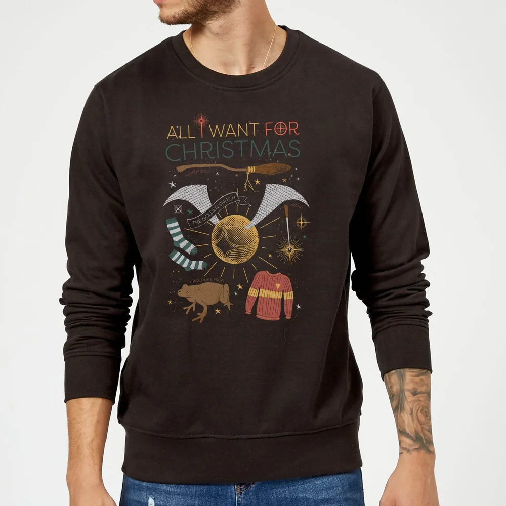 Harry Potter All I Want Weihnachtspullover – Schwarz - S Bild 1