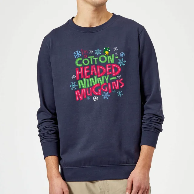 Elf Cotton-Headed Ninny-Muggins Weihnachtspullover – Navy