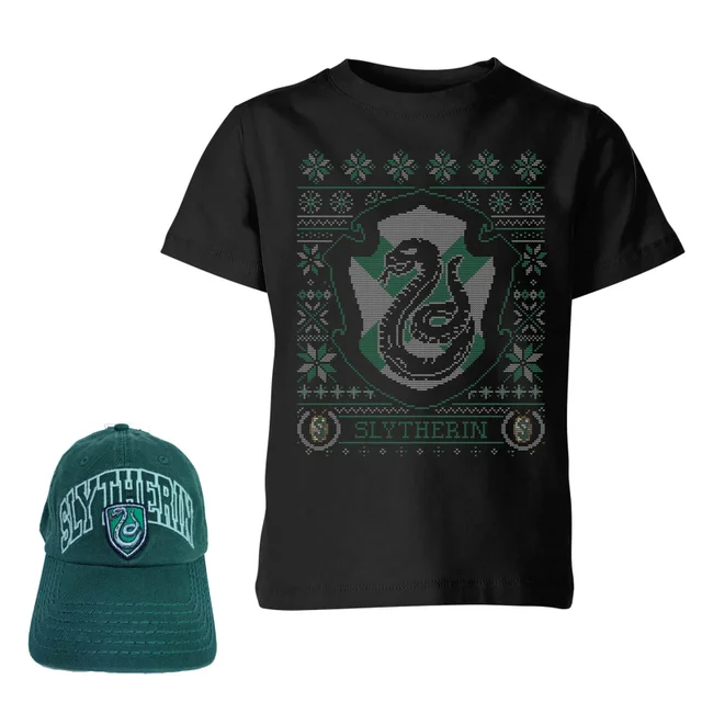 Harry Potter Slytherin T-Shirt Und Kappe Paket - Schwarz
