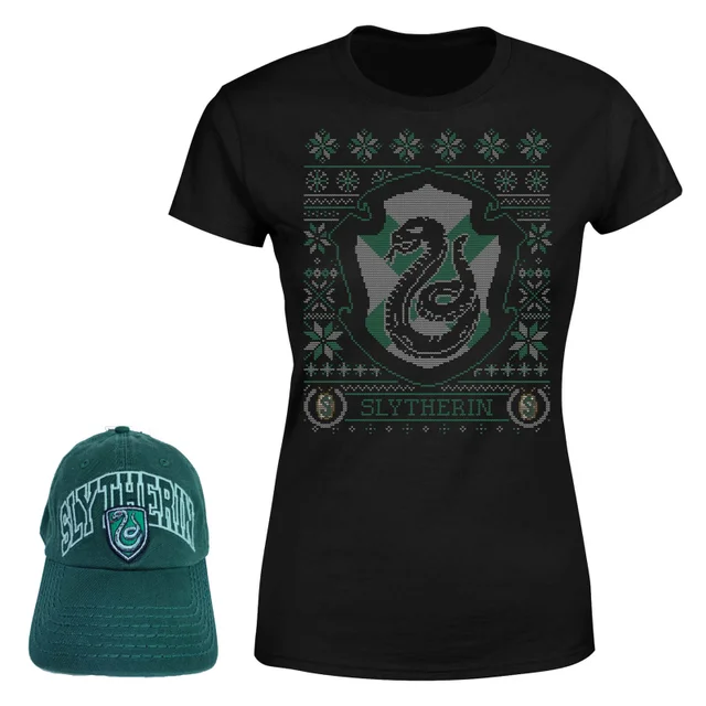 Harry Potter Slytherin T-Shirt Und Kappe Paket - Schwarz