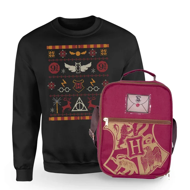 Harry Potter Hogwarts Sweatshirt & Tasche Paket - Schwarz