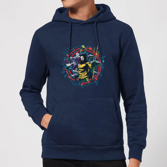 Aquaman Circular Portrait Hoodie - Navy Blau