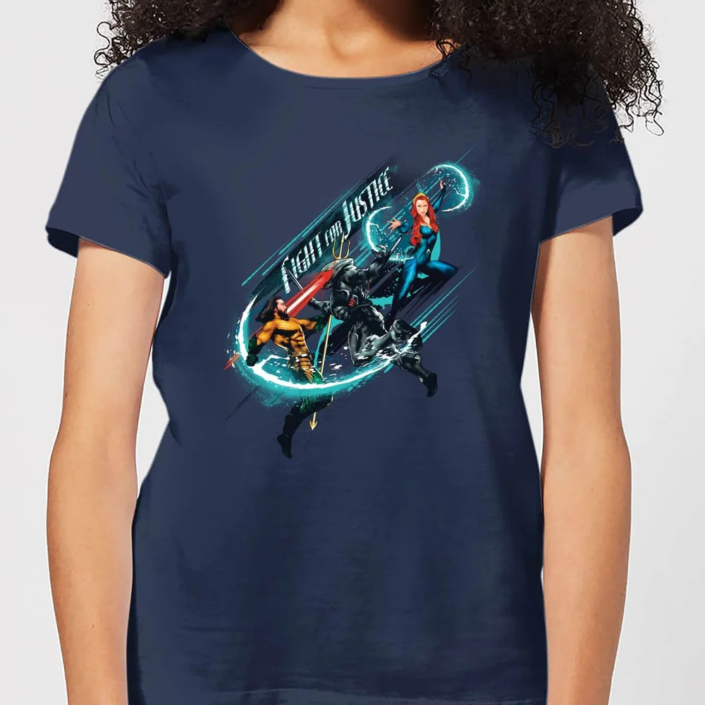 Aquaman Fight For Justice Damen T-Shirt - Navy Blau - XS Bild 1