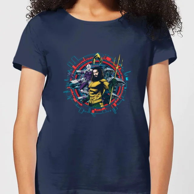 Aquaman Circular Portrait Damen T-Shirt - Navy Blau