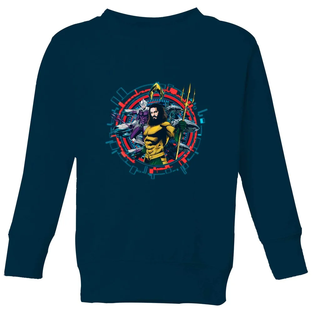 Aquaman Circular Portrait Kinder Sweatshirt - Navy Blau - 3-4 Jahre Bild 1