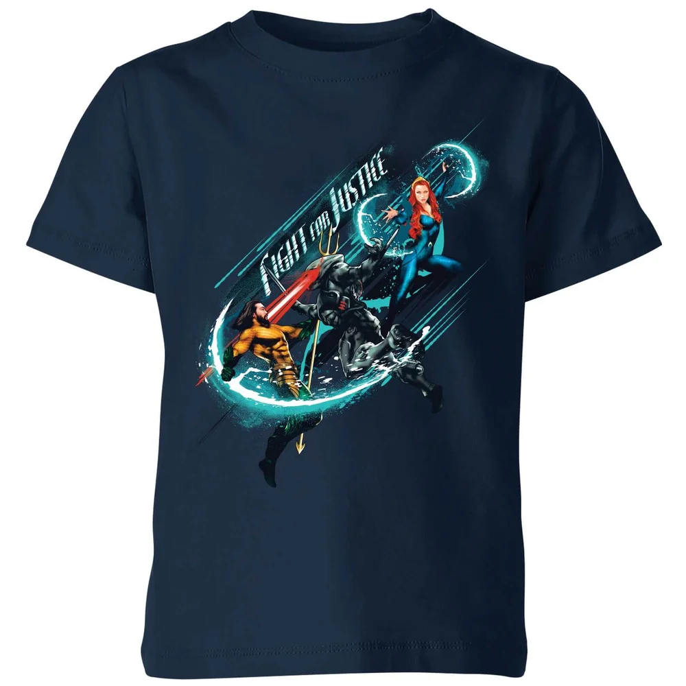 Aquaman Fight For Justice Kinder T-Shirt - Navy Blau - 3-4 Jahre Bild 1