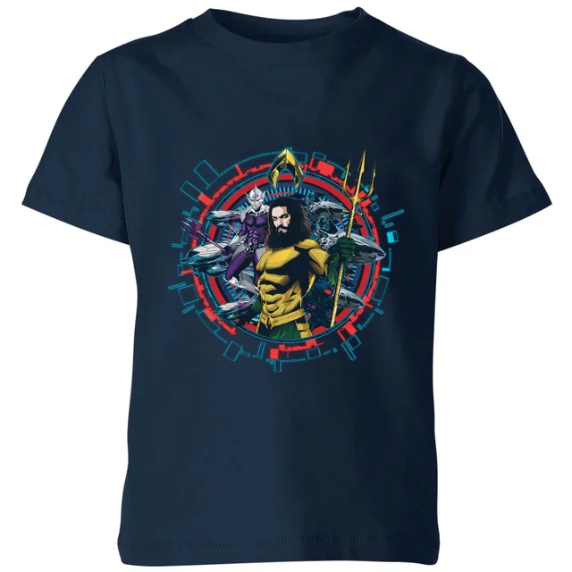 Aquaman Circular Portrait Kinder T-Shirt - Navy Blau