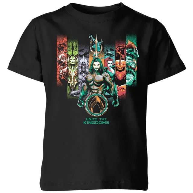 Aquaman Unite The Kingdoms Kinder T-Shirt - Schwarz
