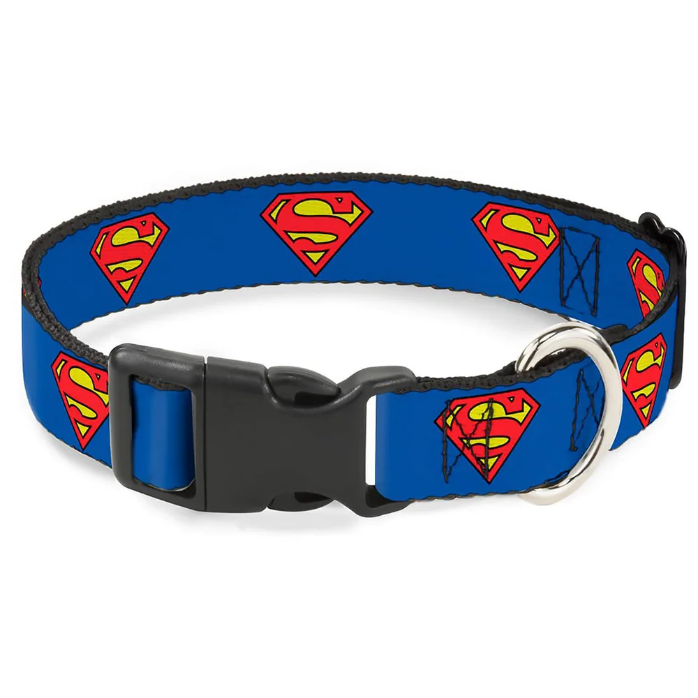 Buckle-Down DC Comics Superman Shield Plastic Clip Dog Collar - Blue (Various Sizes) - S/6-9 Inches Bild 1