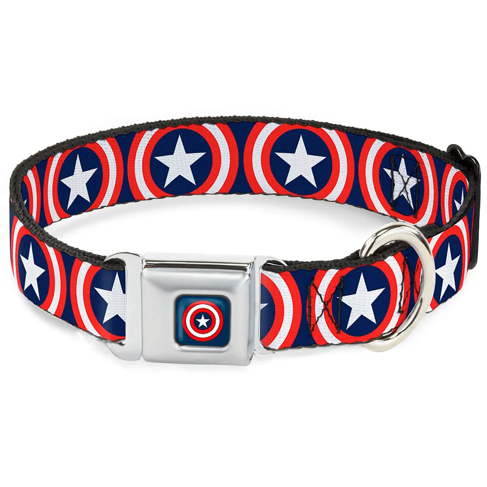 Buckle-Down Marvel Captain America Dog Collar - Navy (Various Sizes) - S/9-15 Inches Bild 1