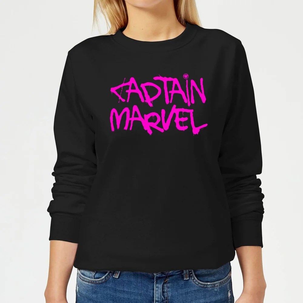 Captain Marvel Spray Text Women's Sweatshirt - Black - XS Bild 1