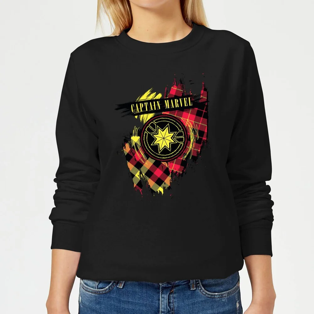 Captain Marvel Tartan Patch Women's Sweatshirt - Black - XS Bild 1