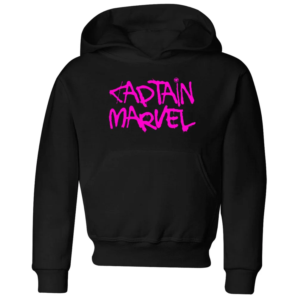 Captain Marvel Spray Text Kids' Hoodie - Black - 3-4 Jahre Bild 1