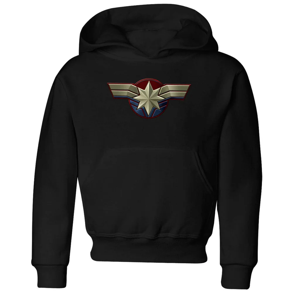 Captain Marvel Chest Emblem Kids' Hoodie - Black - 3-4 Jahre Bild 1