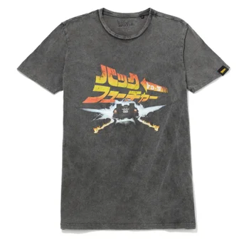 Global Legacy Zurück in die Zukunft Electric Japan T-Shirt - Schwarz Acid Wash