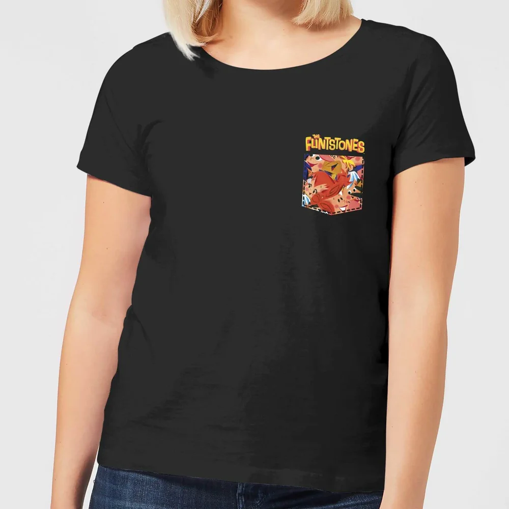 The Flintstones Pocket Pattern Women's T-Shirt - Black - XS Bild 1