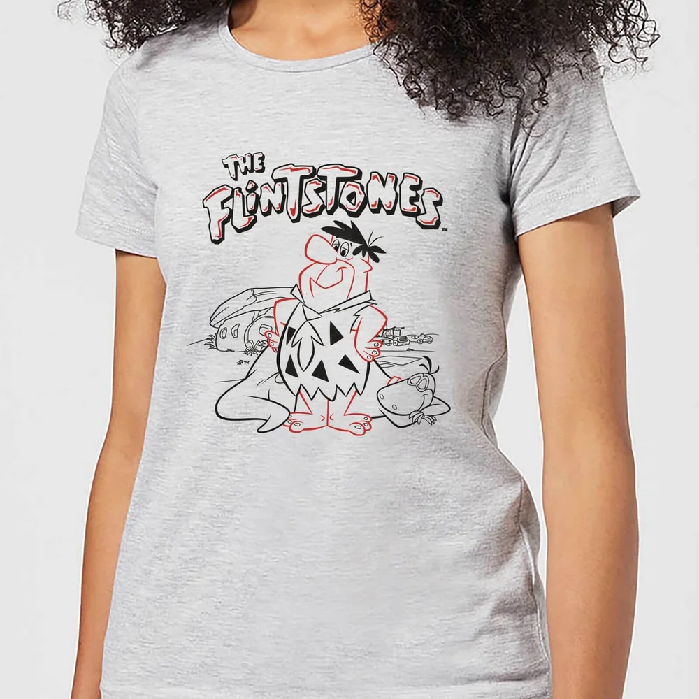 The Flintstones Fred And Dino Women's T-Shirt - Grey - XS - Grau Bild 1