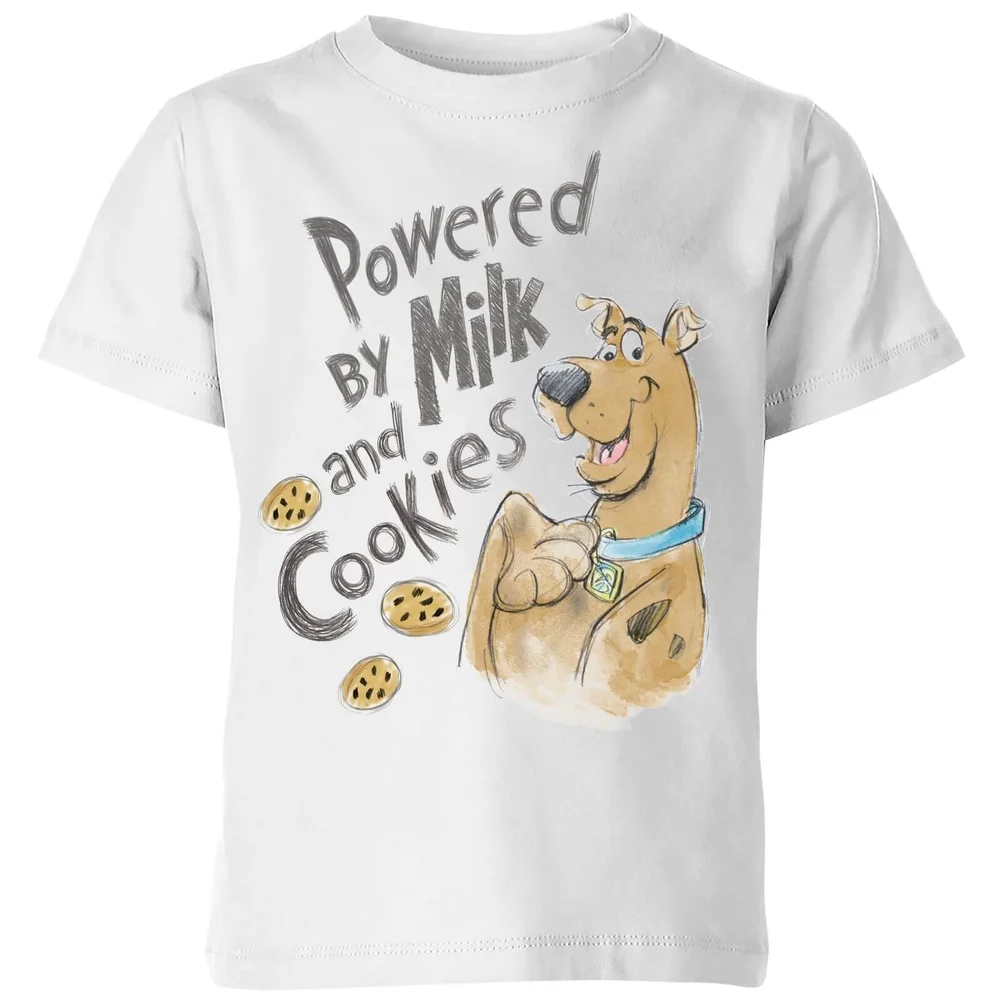 Scooby Doo Powered By Milk And Cookies Kids' T-Shirt - White - 3-4 Jahre Bild 1