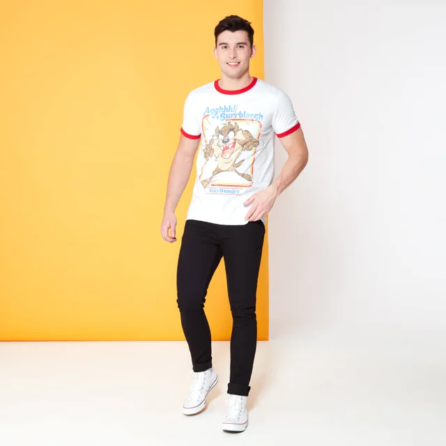 Looney Tunes Kaboom! Appetite For Destruction Ringer T-Shirt - Weiß / Rot