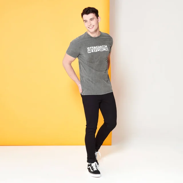 Cartoon Network Spin-Off Distressed Logo T-Shirt - Schwarz Acid Wash
