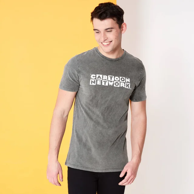 Cartoon Network Spin-Off Distressed Logo T-Shirt - Schwarz Acid Wash