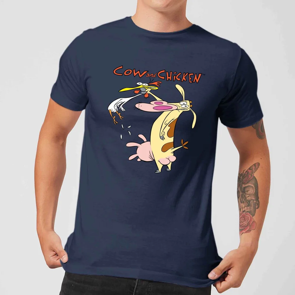 Cow and Chicken Characters Men's T-Shirt - Navy - S Bild 1