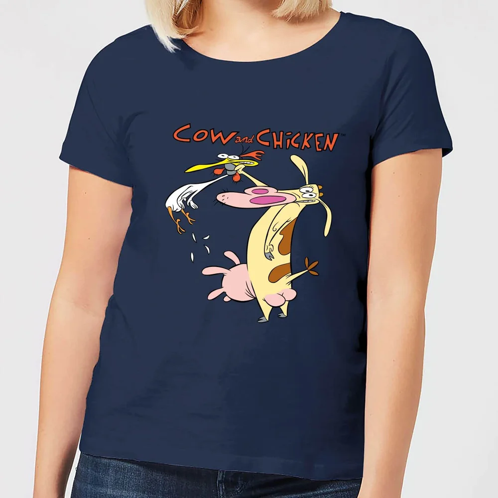 Cow and Chicken Characters Women's T-Shirt - Navy - XS Bild 1