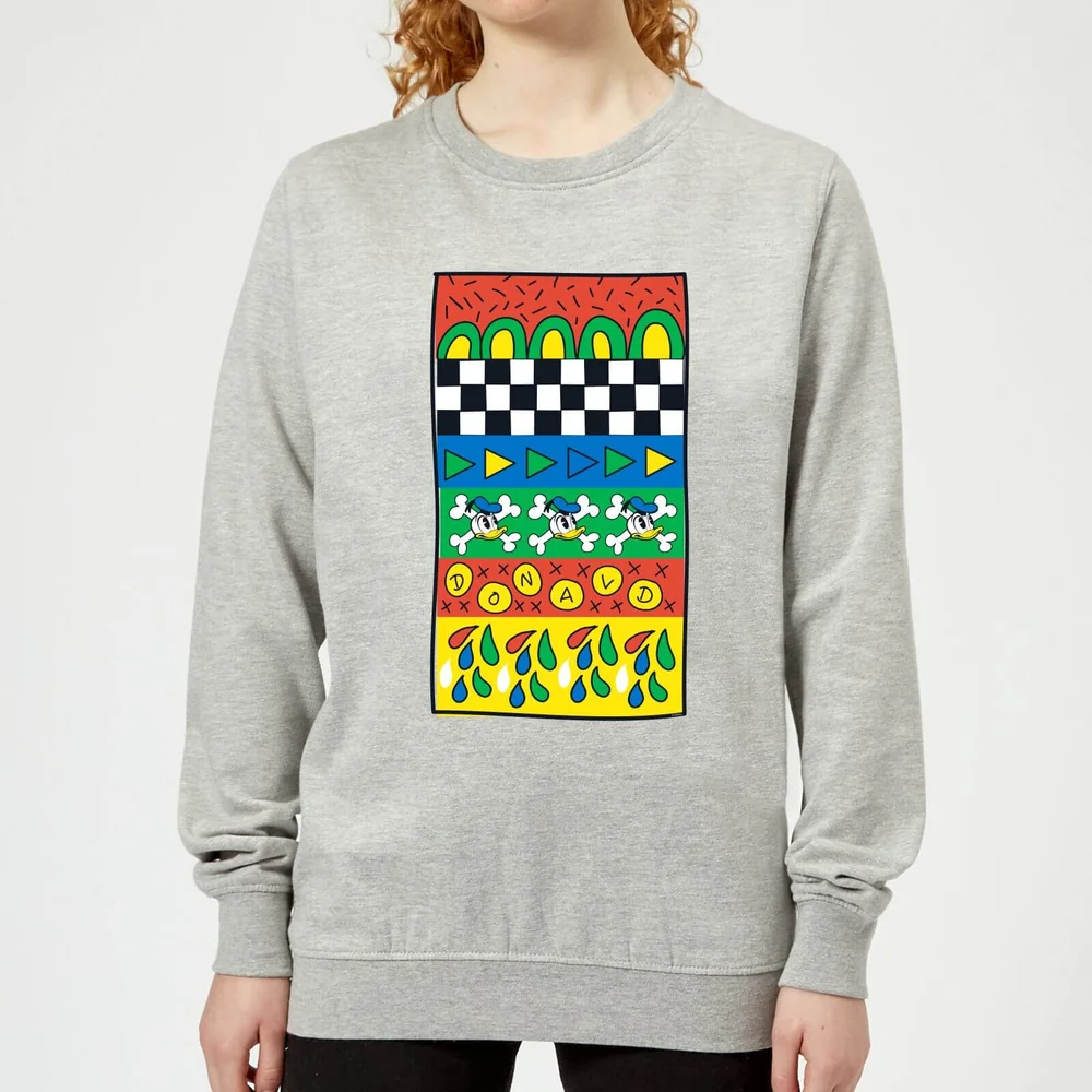 Disney Donald Duck Vintage Pattern Damen Sweatshirt - Grau - 3XL - Grau Bild 1