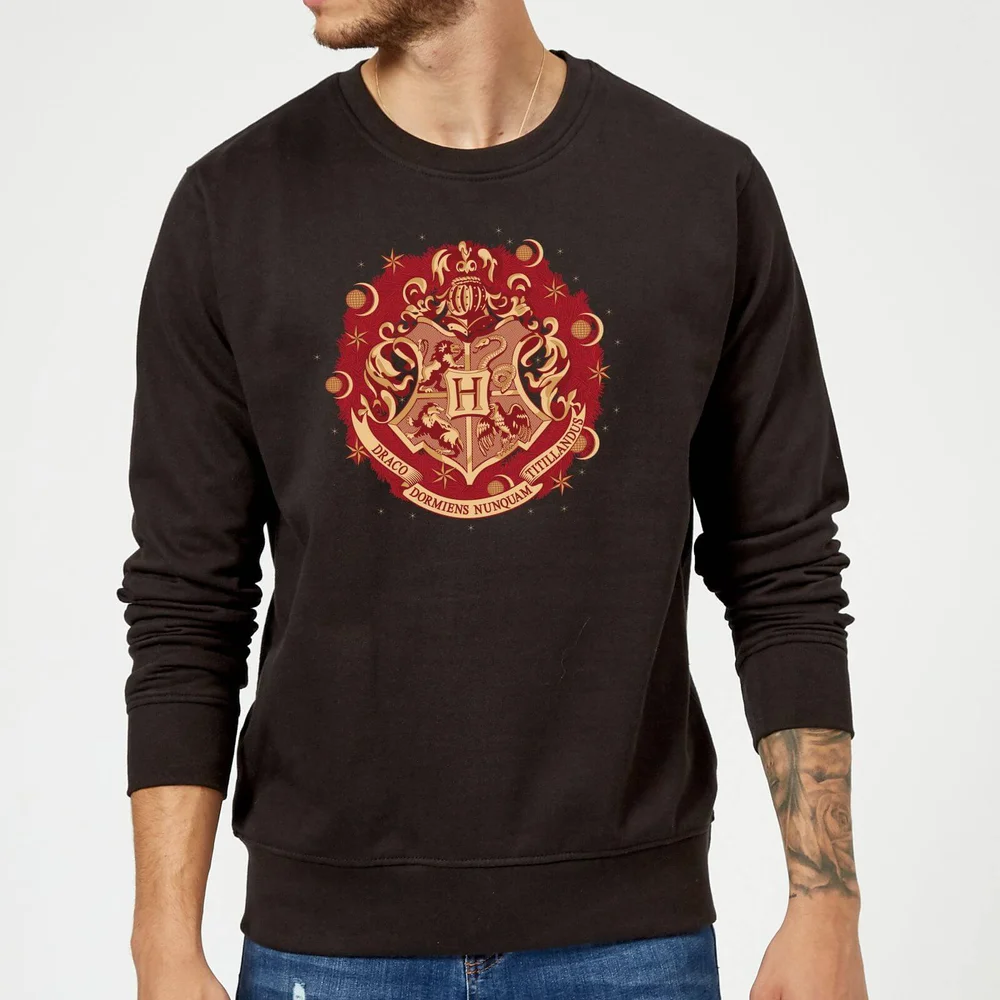 Harry Potter Hogwarts Christmas Crest Weihnachtspullover – Schwarz - S Bild 1