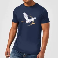 Harry Potter Hedwig Broom Men's T-Shirt - Navy - undefined undefined
