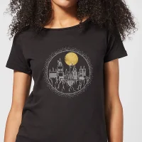 Harry Potter Hogwarts Castle Moon Women's T-Shirt - Black