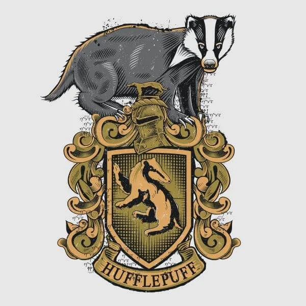 Harry Potter Hufflepuff Drawn Crest Women's T-Shirt - Grey