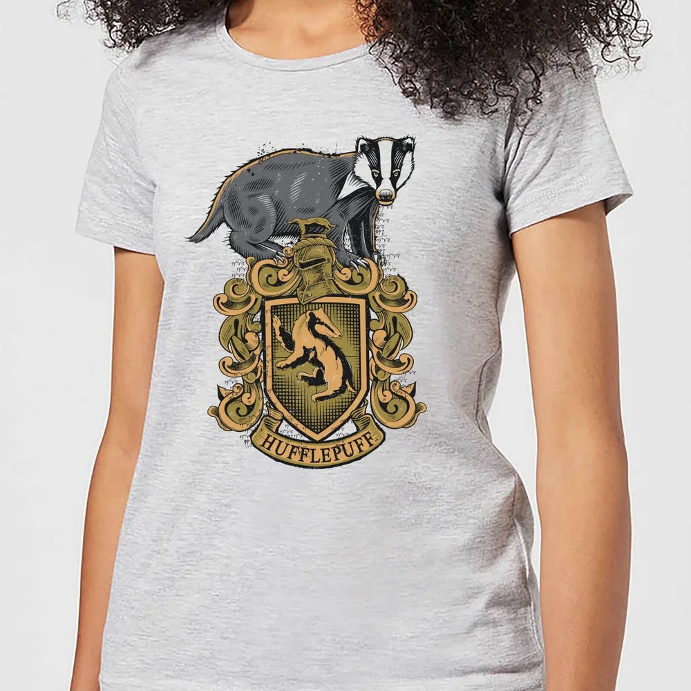 Harry Potter Hufflepuff Drawn Crest Women's T-Shirt - Grey - XS Bild 1