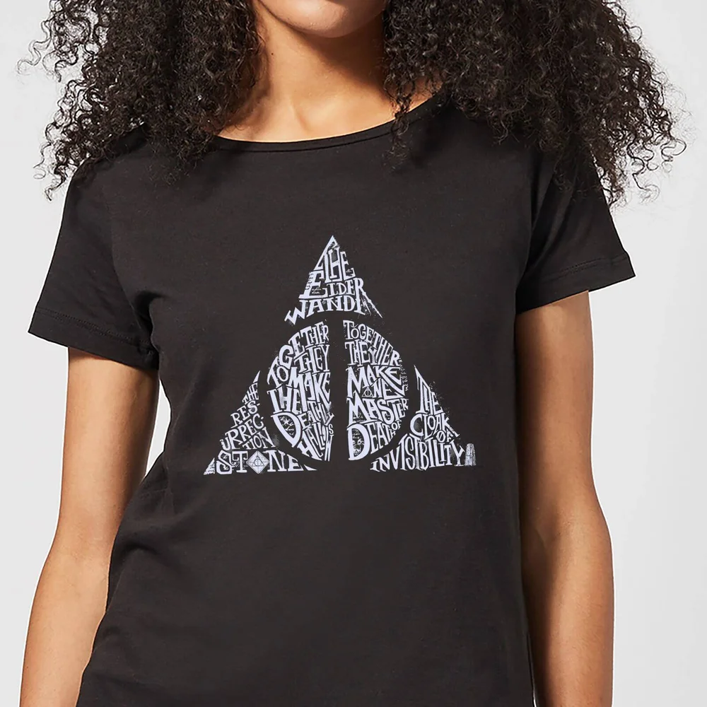 Harry Potter Deathly Hallows Text Women's T-Shirt - Black - XS Bild 1