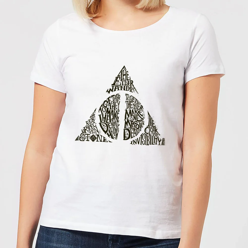 Harry Potter Deathly Hallows Text Women's T-Shirt - White - XS Bild 1