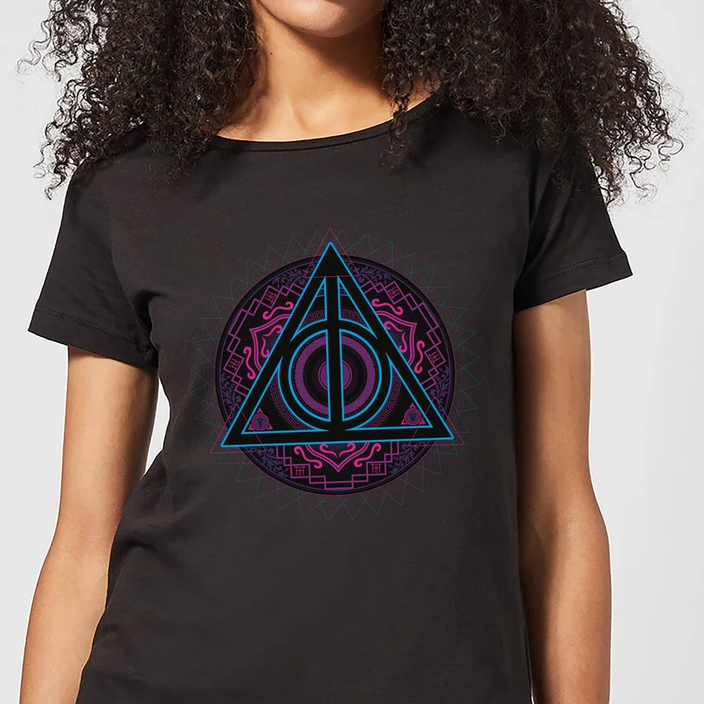 Harry Potter Deathly Hallows Neon Women's T-Shirt - Black - XS Bild 1