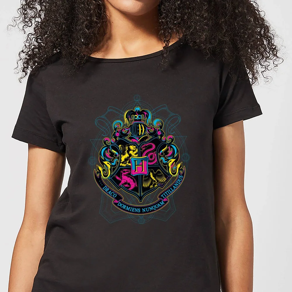 Harry Potter Hogwarts Neon Crest Women's T-Shirt - Black - S Bild 1