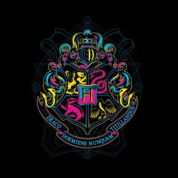 Harry Potter Hogwarts Neon Crest Women's T-Shirt - Black