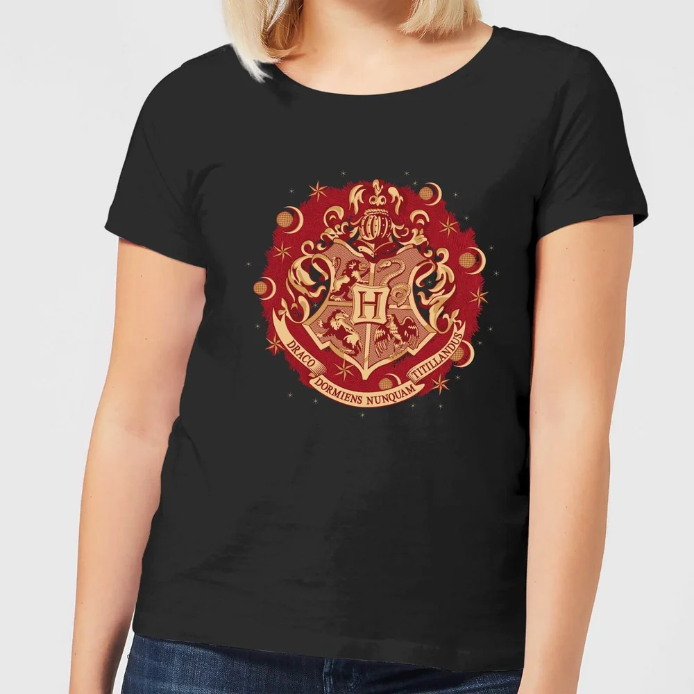 Harry Potter Hogwarts Christmas Crest Women's T-Shirt - Black - S Bild 1
