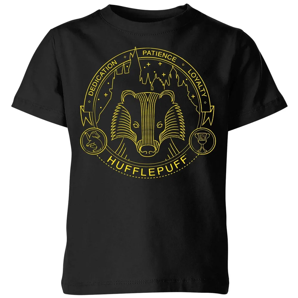 Harry Potter Hufflepuff Badger Badge Kids' T-Shirt - Black - 3-4 Jahre Bild 1